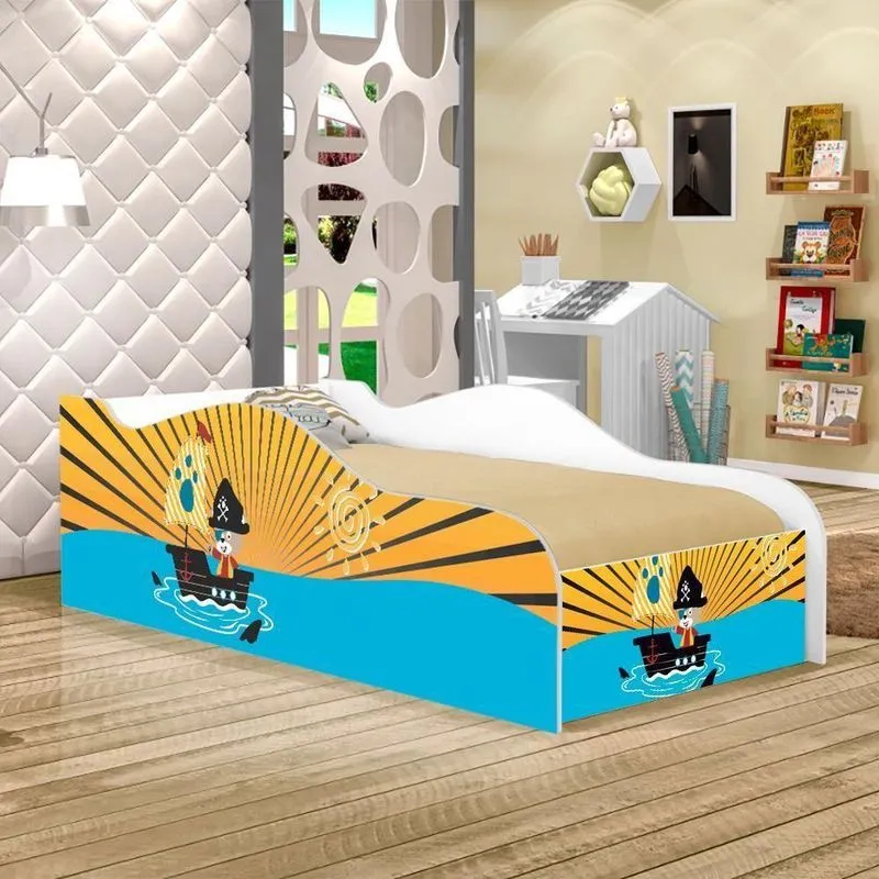 Mini Cama Fun Pirata Do Mar Infantil Com Colchão