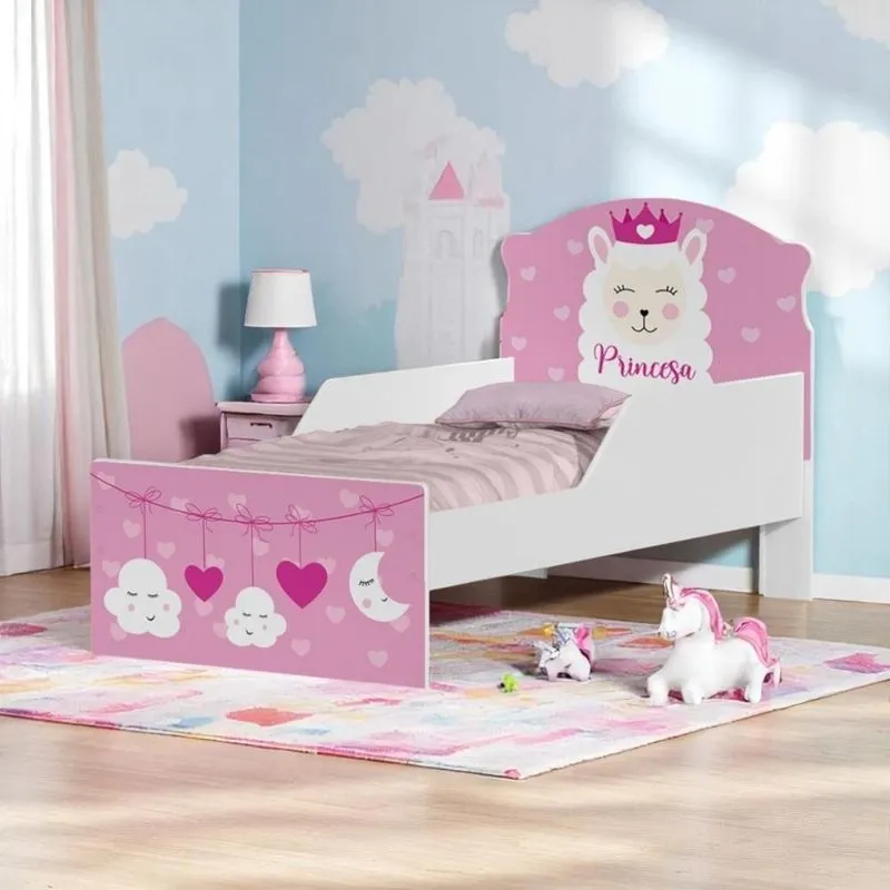 Cama Infantil Mini Cama Menina Lhama MDF Rosa Casah