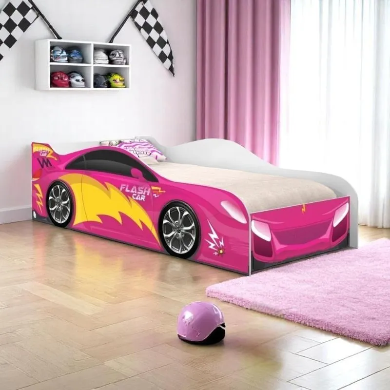 Cama Solteiro Glow Velocista MDF Rosa Com Design Divertido Casah