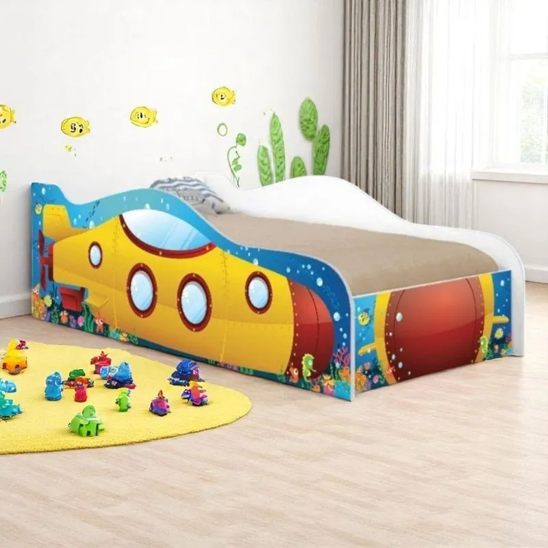 Cama Solteiro Infantil Submarino Amarelo Kids Em Mdf Amarelo