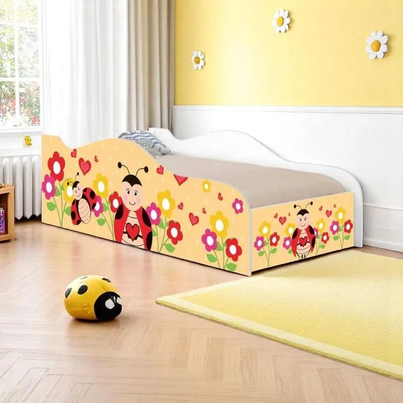 Cama Solteiro Infantil Joaninha Madeira Maciça Branco Mobili