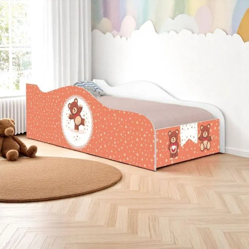Cama Solteiro Infantil Ursinhos De Pelúcia Madeira Branco Mobili