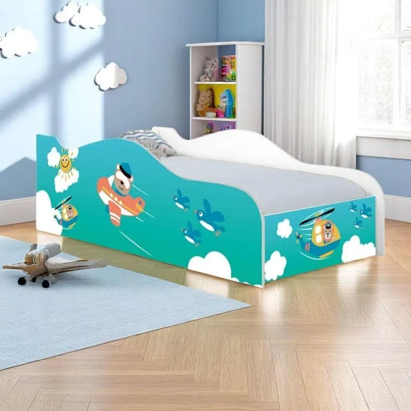 Cama Solteiro Infantil Patrulha Animal Madeira Branco Mobili