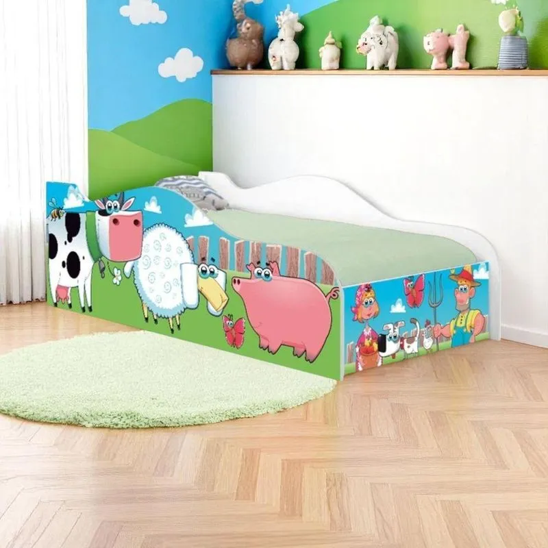 Cama Solteiro Infantil Fazendinha Feliz Madeira Branco Mobili