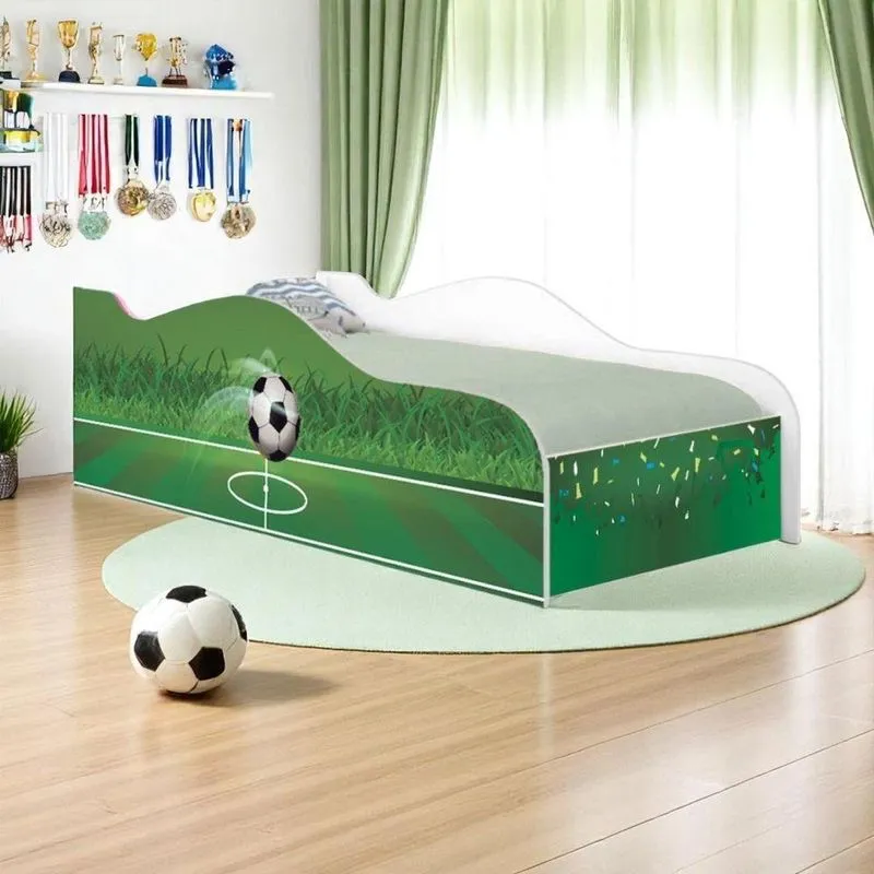 Cama Solteiro Infantil Copa Futebol Em Madeira Branco Mobili