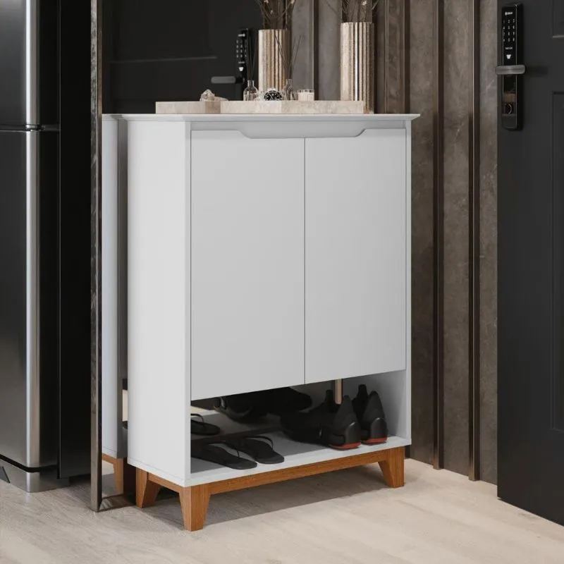 Sapateira Juno 2 Portas 2 Prateleiras 68cm MDF-MDP Branco