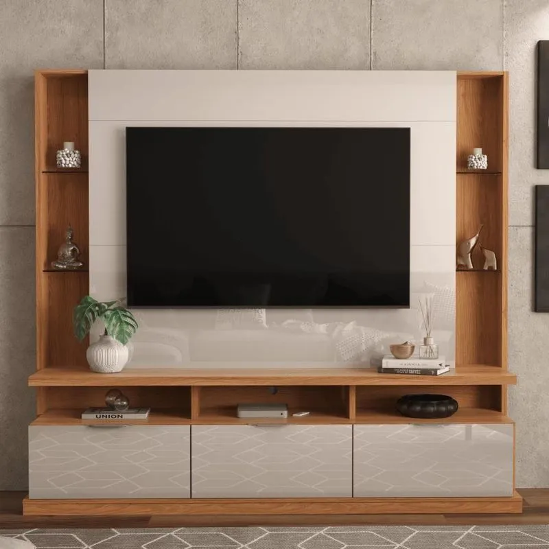 Painel Tv Bangladesh Jequitiba-off White Perolizado