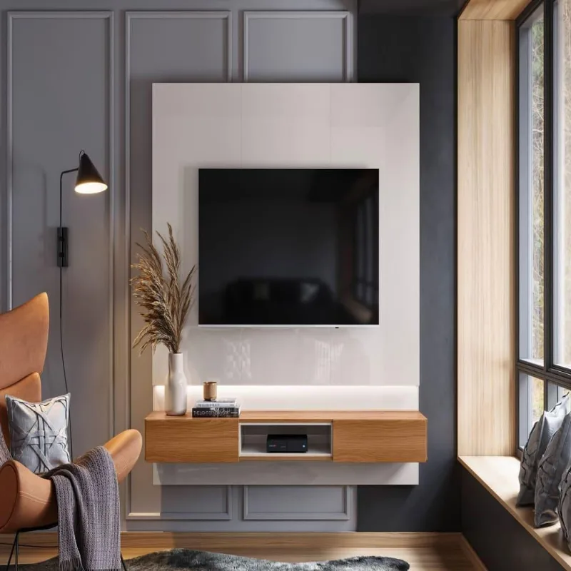 Painel Para Tv Riga Jequitiba Off White Perolizado-jequitiba