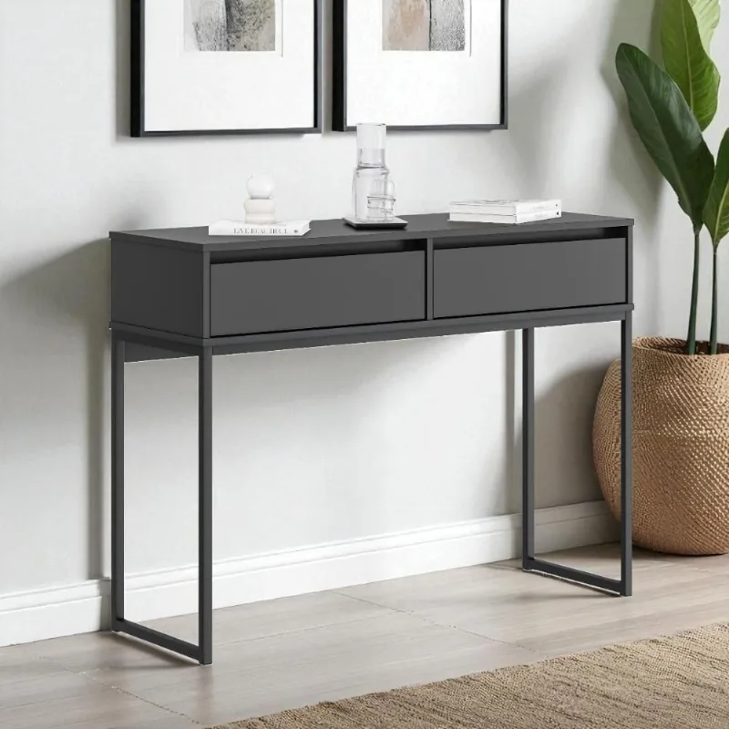Aparador Buffet Monaco Industrial 2 Gavetas MDP 110CM Preto Casah