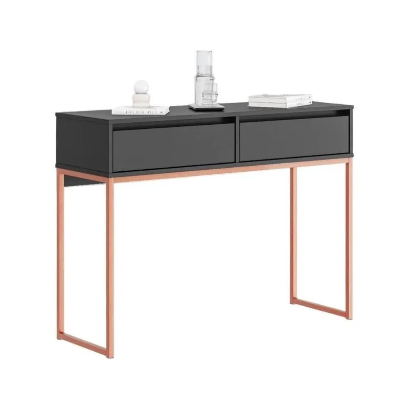 Buffet Luce Retro Madeira 2 Gavetas Estilo Industrial Preto Cobre