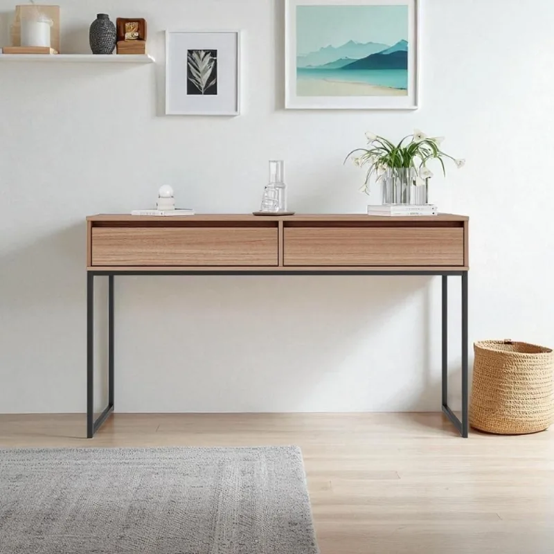 Aparador Metalic Industrial 2 Gavetas MDP 110CM Preto Onix Casah