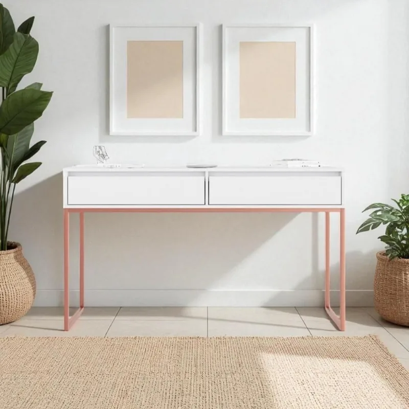 Aparador Buffet Industrial 2 Gavetas MDP 110CM Branco Cobre Casah
