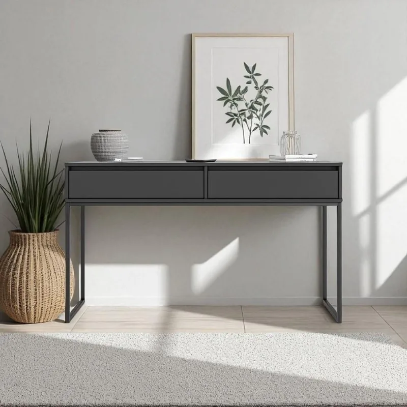 Aparador Buffet Industrial 2 Gavetas MDP 110CM Preto Metalic Casah