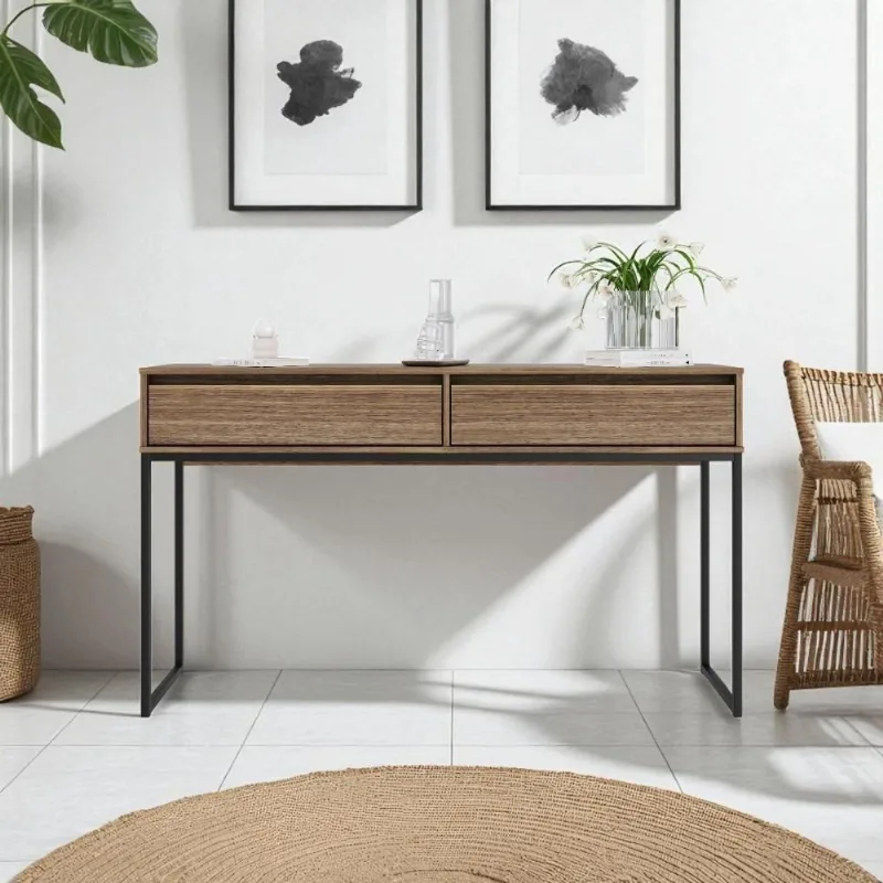 Aparador Buffet Industrial 2 Gavetas MDP 110CM Preto Onix Casah