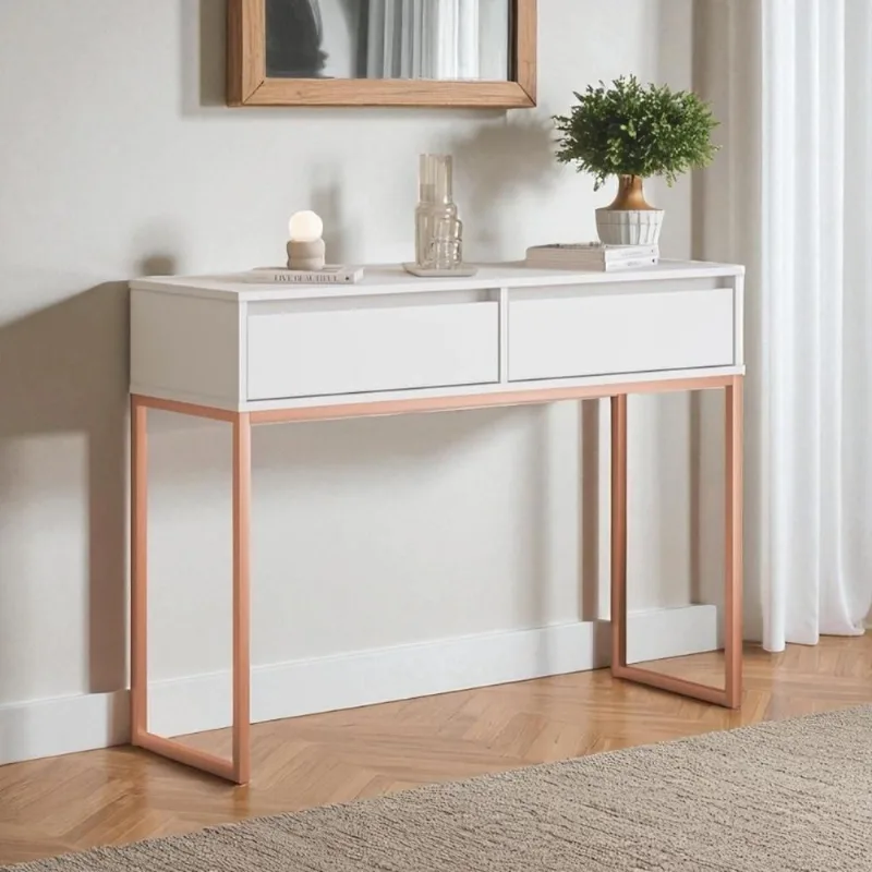 Aparador Buffet Rio Industrial 2 Gavetas 90CM Branco Cobre Casah
