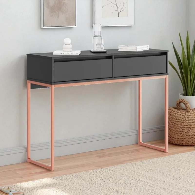 Aparador Buffet Industrial Luce Retro 2 Gavetas MDF-MDP 90CM Preto e Cobre