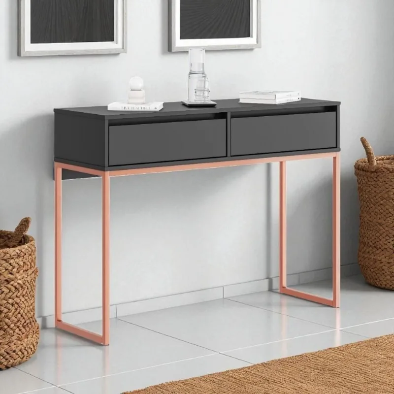 Aparador Buffet Industrial 2 Gavetas MDF-MDP 90CM Preto Cobre Casah