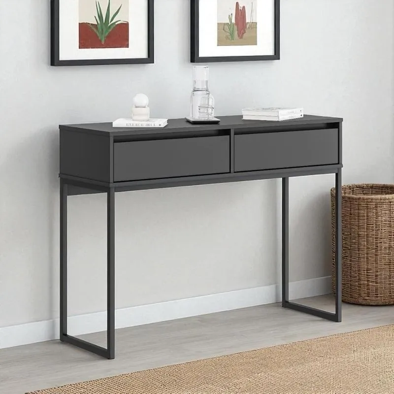 Aparador Buffet Industrial Retrô 2 Gavetas MDF MDP 90cm Preto Mais De Casa