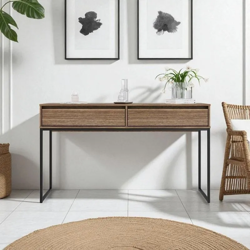Aparador Buffet Industrial Moderno 2 Gavetas MDP 110cm Preto Casah