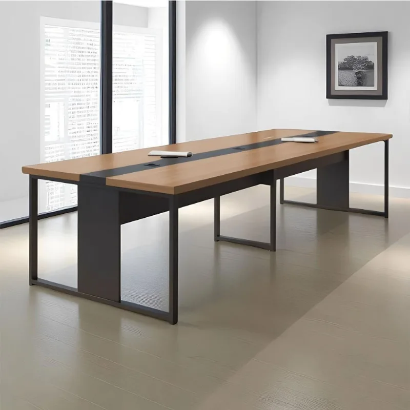 Mesa de Reunião Retangular Escritório 8 Lugares 360cm Noce Preto Casah