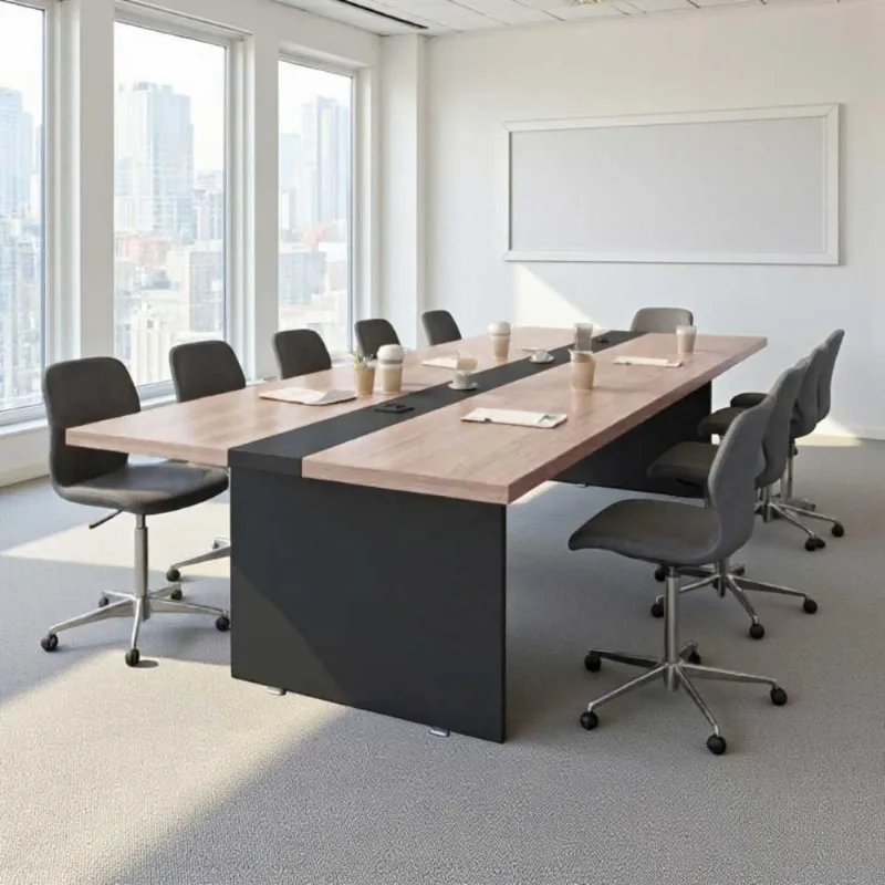 Mesa de Reunião Retangular 8 Lugares Escritório MDP 110cm Nogueira Casah