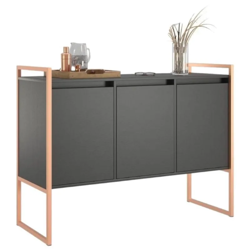 Buffet Aparador 3 Portas Industrial MDP 120CM Preto Cobre Casah