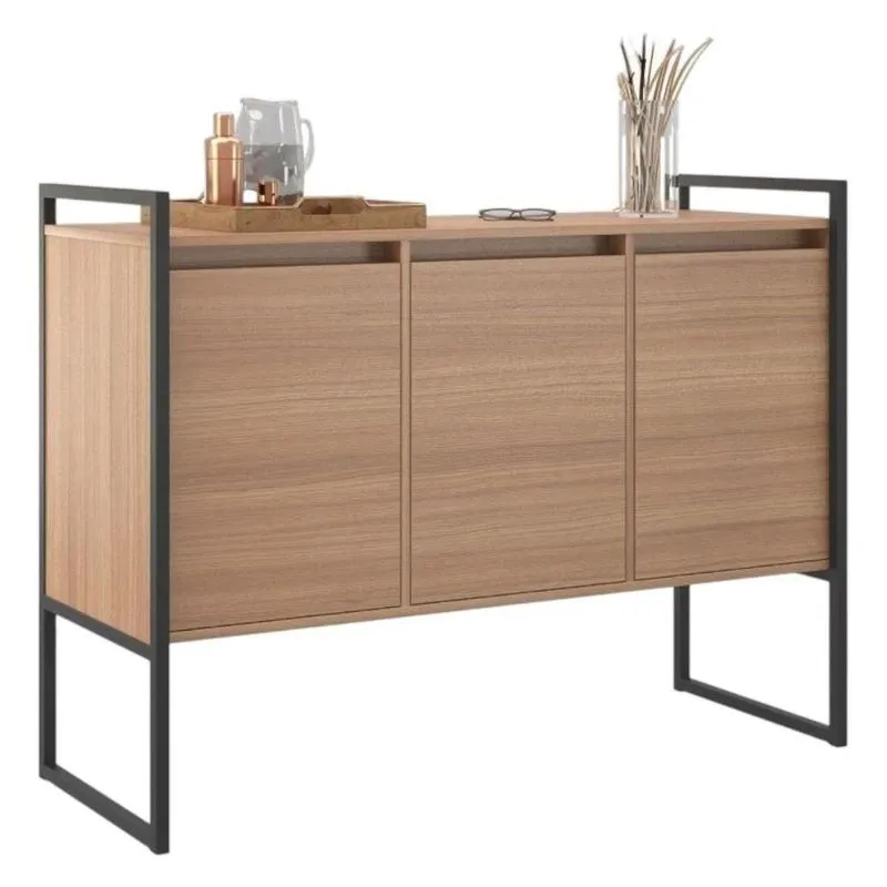 Buffet Aparador Montana Industrial 3 Portas MDP 120cm Marrom Casah