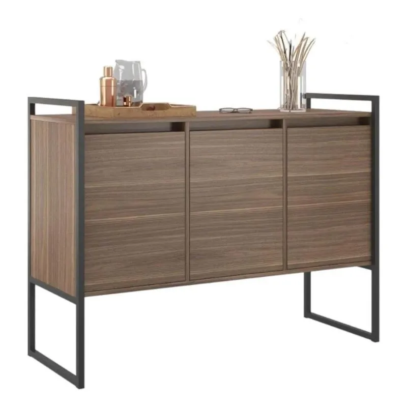 Buffet Aparador Affara Industrial 3 Portas MDP 120cm Amadeirado Casah