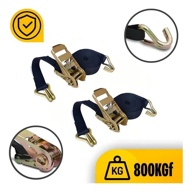 Kit 2 Jogos Cinta Catraca De Amarração Carga 800kg Cor Preto