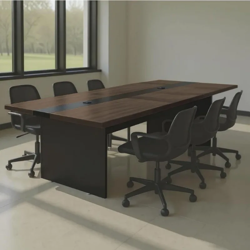 Mesa de Reunião Retangular Premium Freijó Moderno sem Gavetas MDP 240CM Casah