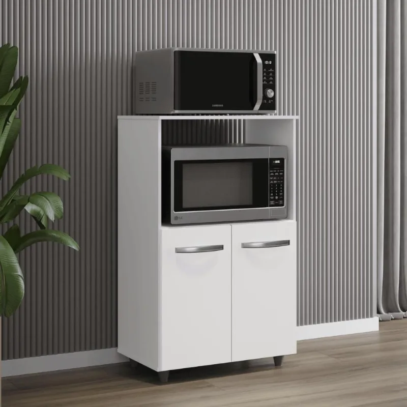 Armário Multiuso Armário Multiuso 2 Portas com Prateleiras 4 Prateleiras MDP 60CM Branco Casah