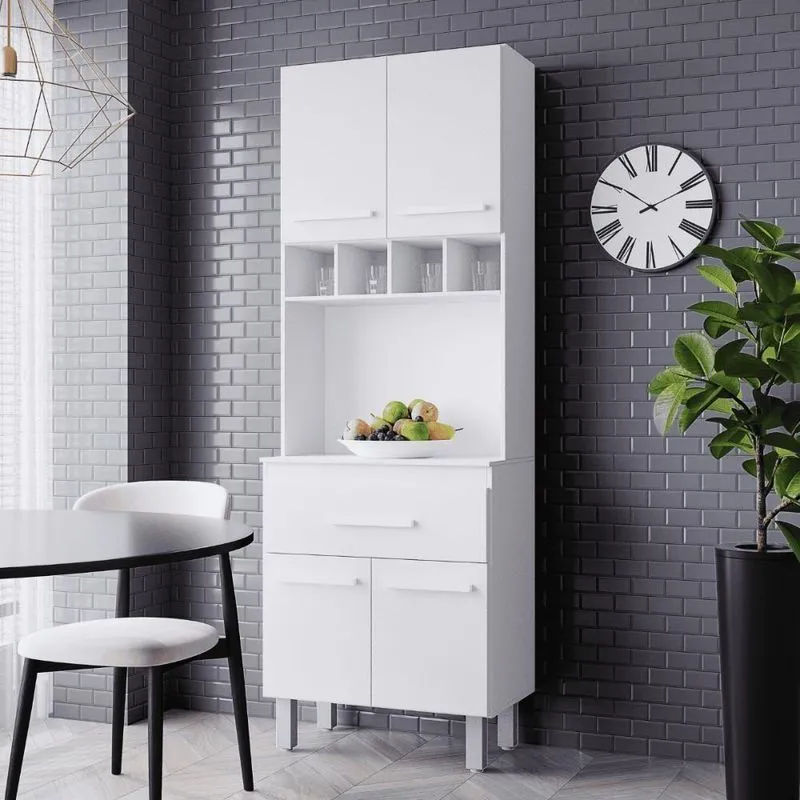 Armário Multiuso 4 Portas 5 Prateleiras MDP 60cm Branco Casah