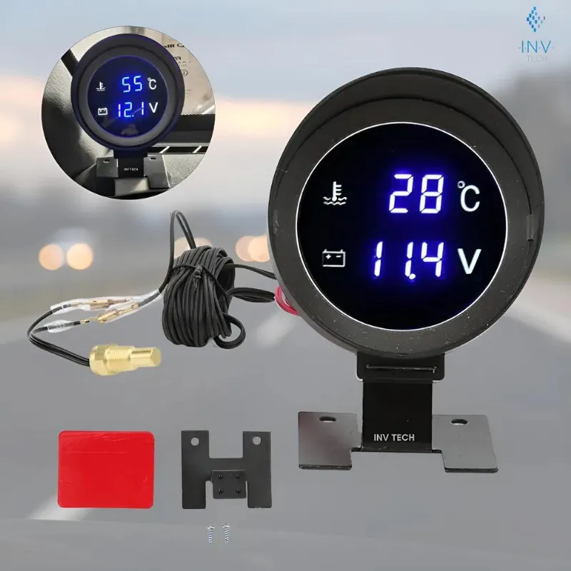 Voltímetro + Marcador De Temperatura Automotivo Universal