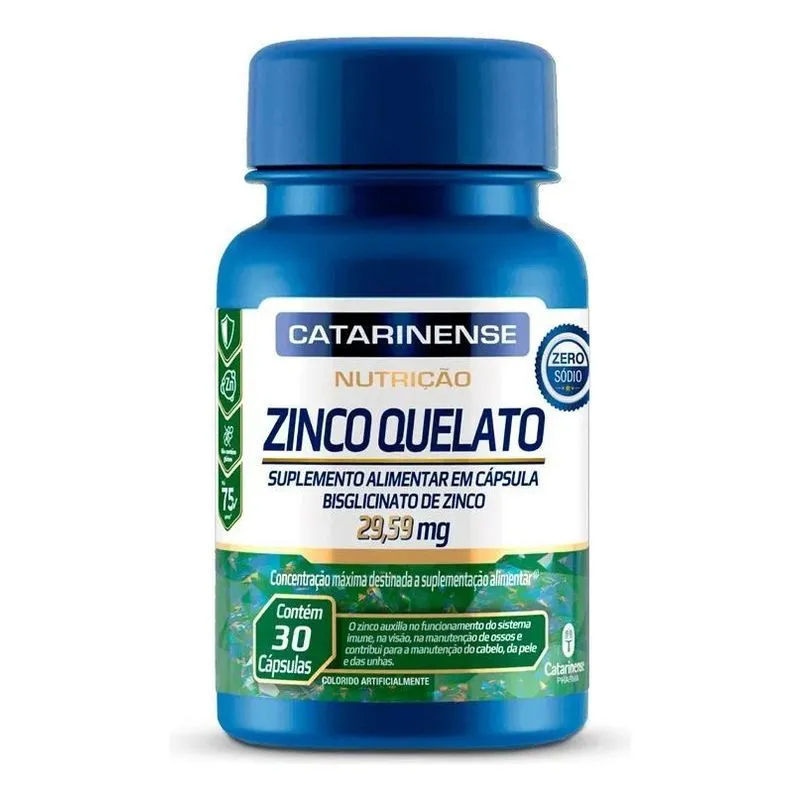 Zinco Quelato - 30 Cápsulas - Catarinense Nutrição Sabor Wit