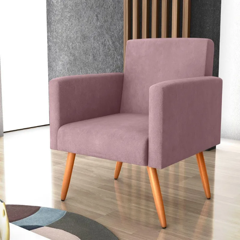 Poltrona Aquarel Decorativa Veludo Turkey Espuma D20 Rosa 64CM Matrix