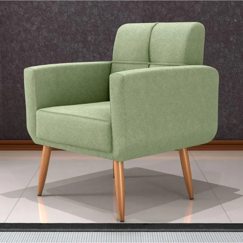 Poltrona Veneza para Sala Boucle Conforto Espuma D23 e D20 Oliva Matrix