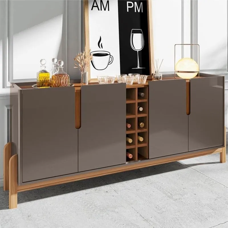 Buffet Sorrento 4 Portas 2 Prateleiras MDF Cinza Pérola Cedro Casa D Móveis