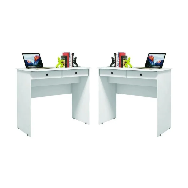 Jogo Retangular Verona 2 Gavetas MDF-MDP 90CM Branco EJ Móveis