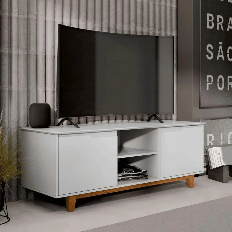 Rack para TV Fulton 139CM MDF-MDP com Nicho Branco EJ Móveis