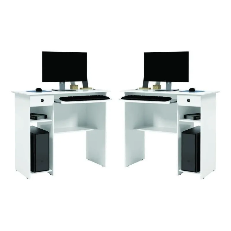Mesa para Estudo Conjunto Afrodite Moderno 1 Gaveta MDF-MDP 65CM Branco