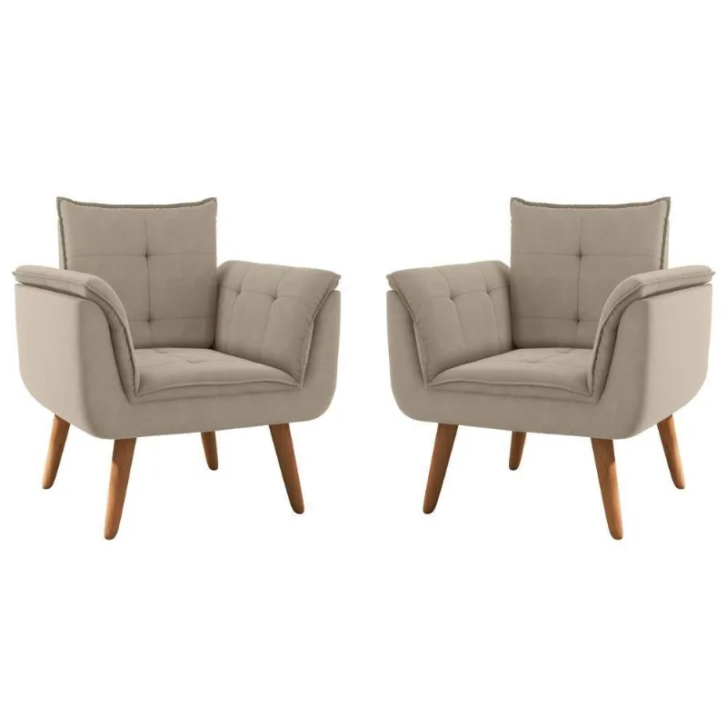 Jogo de Poltronas Maya Reclinável Tecido Inca Cinza Framar 82CM