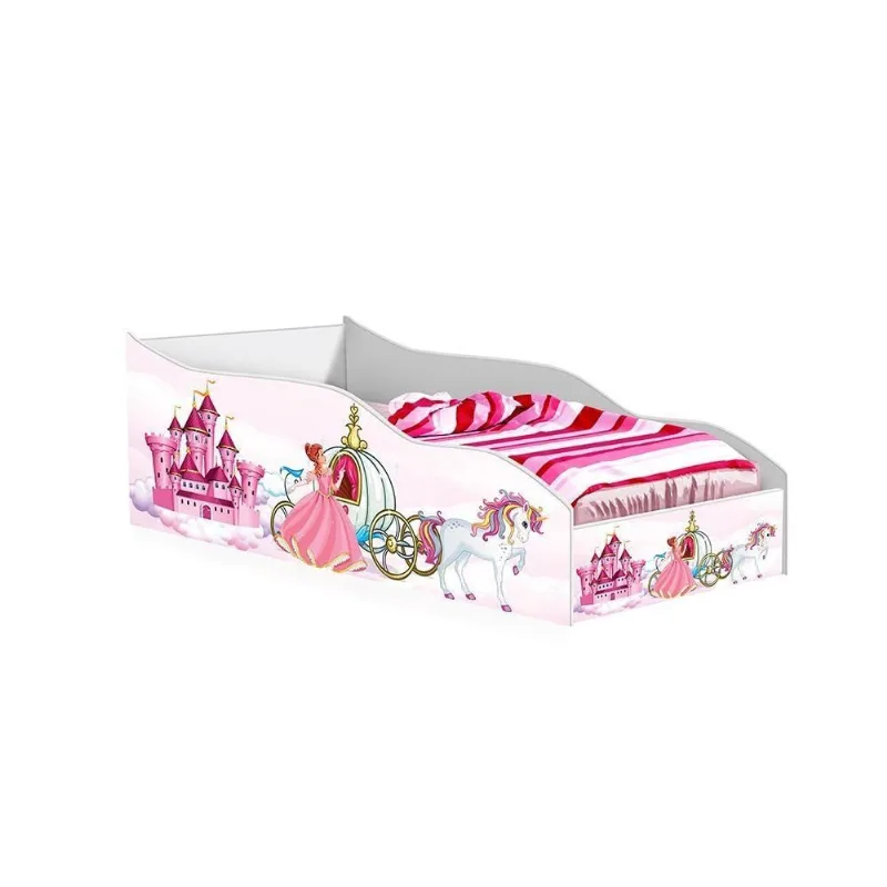 Cama Solteiro Cama Carro Carruagem Unicórnio MDF-MDP Branco Casah