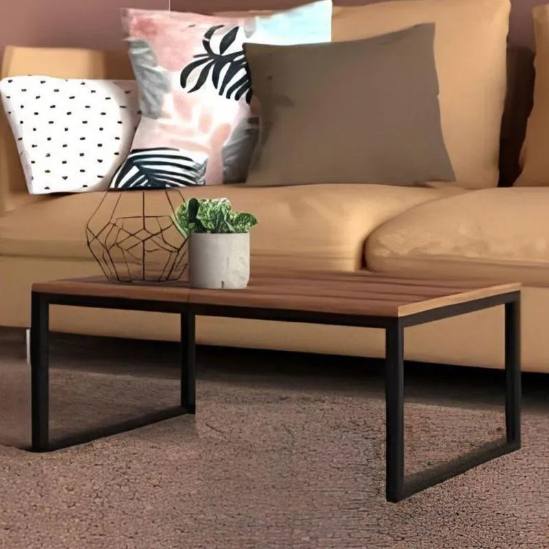 Mesa De Centro Th Shop Retangular Mdf Aço 60cm Amadeirado