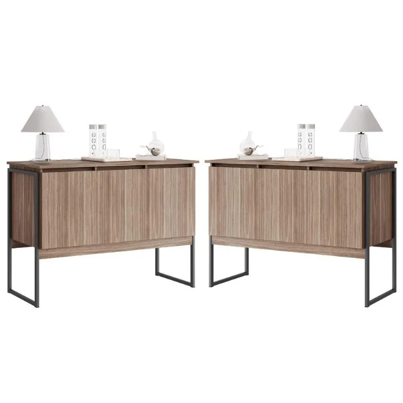 Buffet Vintage Affara Preto 3 Portas sem Gavetas MDP 120CM Marrom Casah 2 Buffets