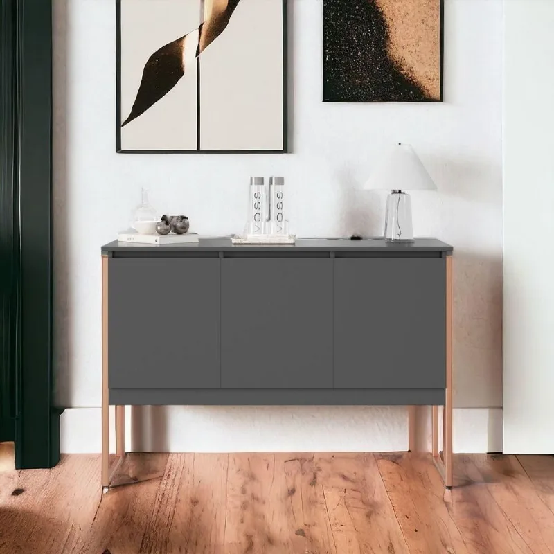 Buffet Netto 3 Portas 3 Compartimentos MDP 120CM Preto Cobre