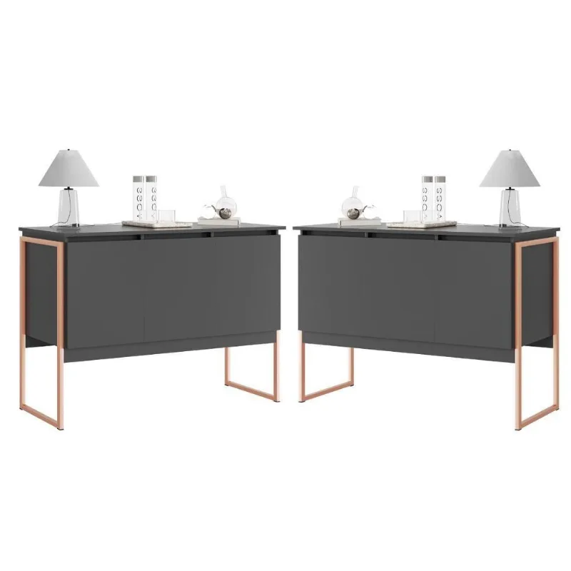 Conjunto Buffets Preto Cobre em MDP com Estrutura em Aço Casah