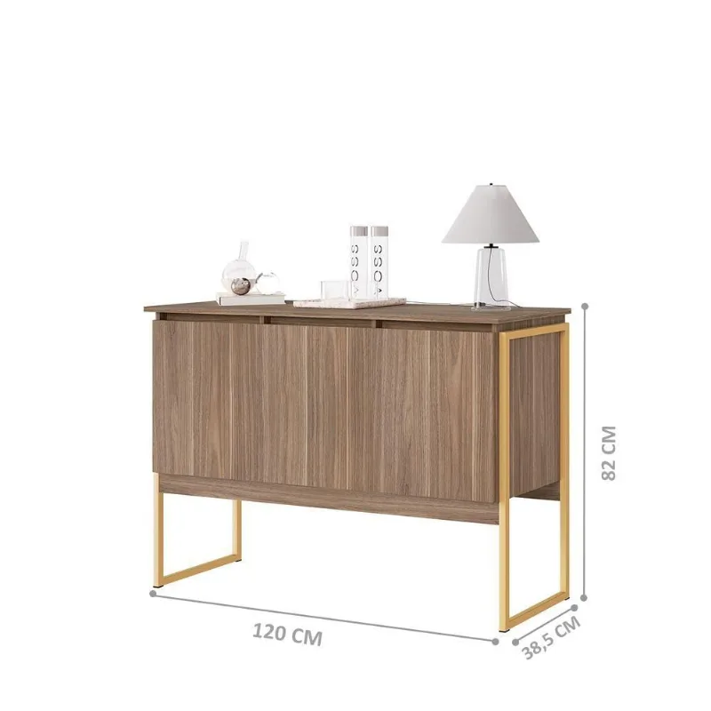 Buffet New Era Industrial 3 Portas MDP Affara Dourado Casah