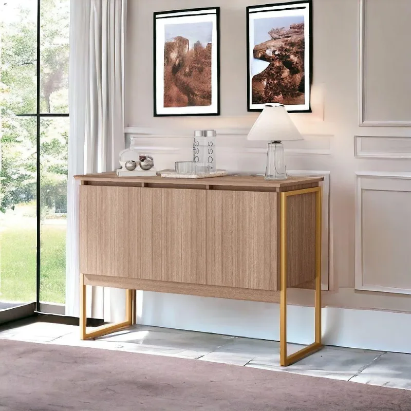 Buffet Industrial New Era Montana Dourado 3 Portas MDP Marrom Casah