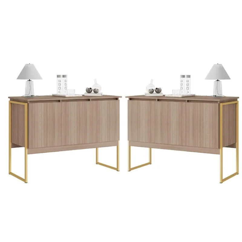 Conjunto Buffets Vale Montana Dourado 2 MDP Perfex 15mm Estrutura Aço Cor Dourado Casah