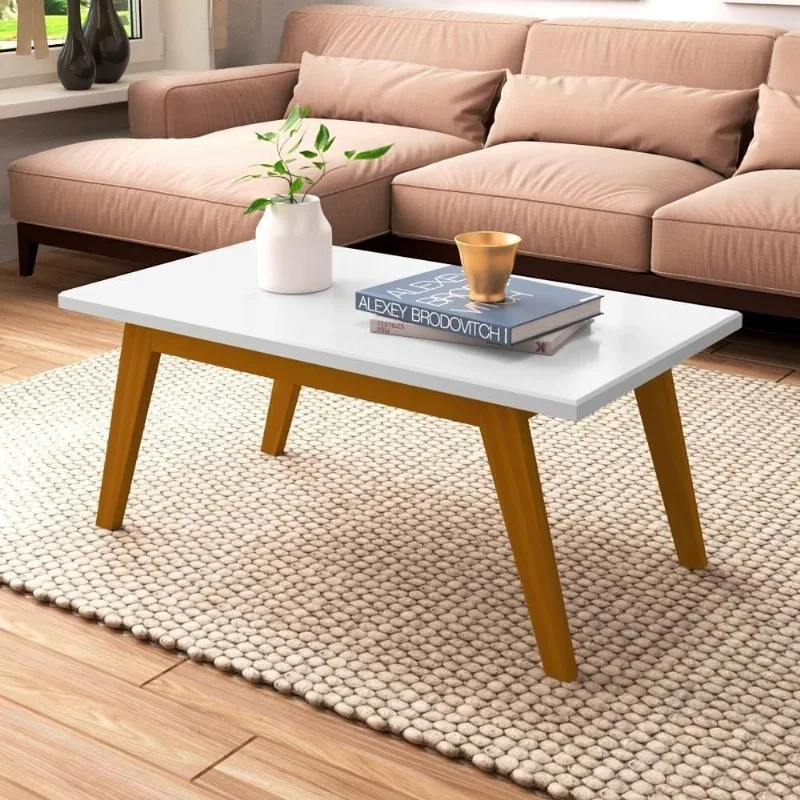 Mesa de Centro Aquarelas TH SHOP Retangular MDP MDF 90CM Branco Patrimar Móveis